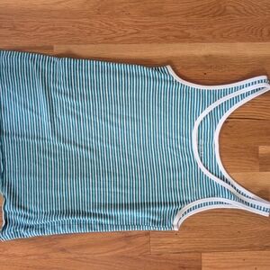 Retro Striped Blue, Turquoise and White Women's Tank
